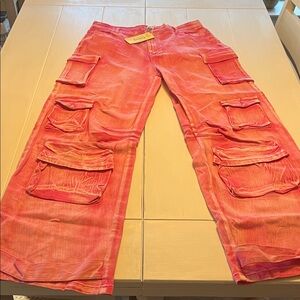 Daisy NWT/cargo jeans/pink/XL/adorable quality cargo pants neonish pink